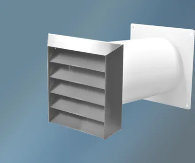 Produktbild von Abluftset Mauerkasten 150 mm Edelstahl mit Rückstauklappe, Rundanschluss