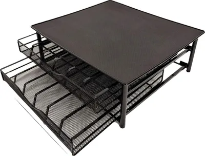 Produktbild von Kaffeekapsel-Organizer, 72-Kapsel-Kapazität, langlebige Metallkonstruktion, Schwarz, 2-stufig