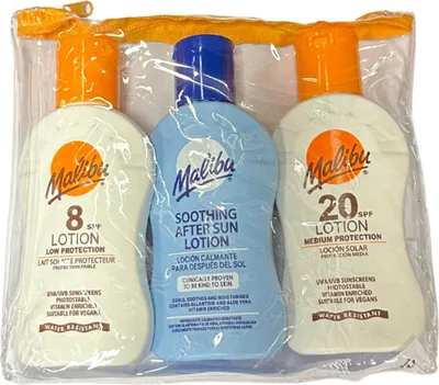 Zdjęcie produktu dla Malibu Travel Pack Balsamy Do Opalania SPF8 SPF20 + Balsam Po Opalaniu