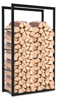Produktbild von Eikuavons Kaminholzregal 150 × 60 × 25, Metall Brennholzregal Schwarz, teilbare Ausführung, belastbar bis 150 kg
