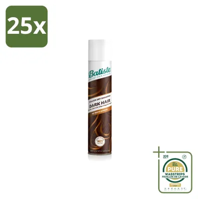 Imagen del producto de 25 unidades de champú seco Batiste para cabello oscuro y castaño intenso, 200 ml cada uno. Pack ahorro