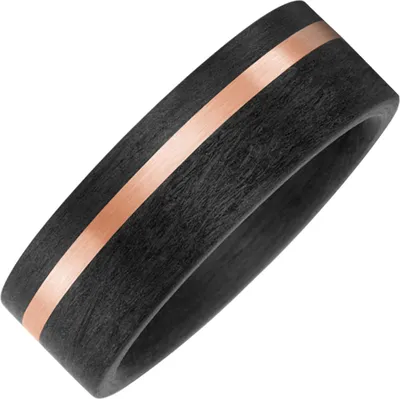 Produktbild von Breiter Partner-Ring Fingerring aus Carbon mit 585 Gold Rotgold matt bicolor 8mm Innenumfang 54mm  Ø17.2mm