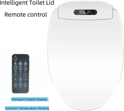 Obrázok produktu pre Elektrické bidetové sedadlo na WC – 480 mm – diaľkové ovládanie – vyhrievanie sedadla – sušič teplým vzduchom – nastaviteľná teplota vody/vzduchu – predĺžený tvar – softclose – biele