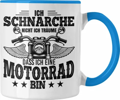 Produktbild von Trendation - Ich Schnarche Nicht Motorrad-Fahrer Geschenk Tasse Spruch (Blau)
