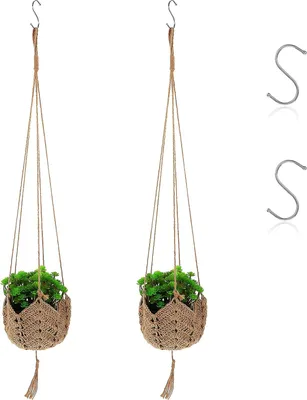 Produktbild von Hängeampeln aus Baumwollseil, Makramee-Blumentöpfe, Hängeampeln für drinnen, Hängeblumentöpfe, Boho-Stil, für drinnen, Garten, Wohnzimmer, draußen, Balkon