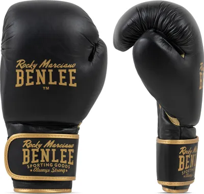 Image de Gants de boxe en cuir BASHER Black/Gold 16 oz BENLEE