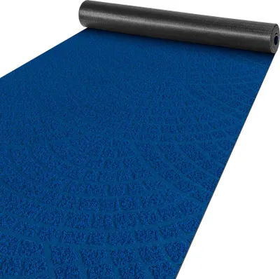 Produktbild von Küchenläufer Flur Teppichläufer Velours Läufer DAVIS Blau Mosaik Robust Breite 50cm Länge 140cm