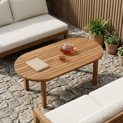Produktbild von Möbel Tischplatte 90 x 45 x 3,5 cm Oval Massives Teakholz Natur - Tischplatten &53451