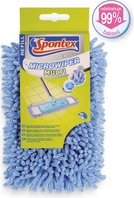A product package for a Spontex Microwiper Multi refill, showing the blue mop head and packaging.
