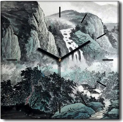 Produktbild von Coloray Uhr auf Leinwand 30x30 cm Wand Uhr Dekoration Wohnzimmer Segeltuch schwarze Hände -Japanische Tinte