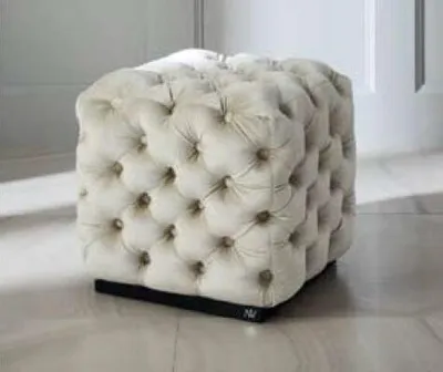 Immagine prodotto di Sgabello Poggiapiedi Poliestere Soggiorno Tessuto Bianco Seduta Mobili Chesterfield