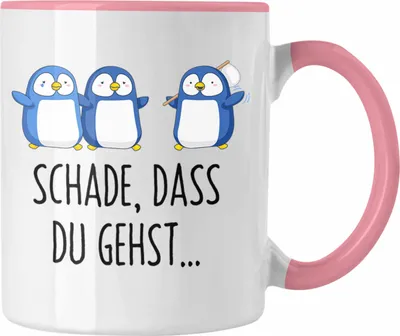Produktbild von Trendation - Jobwechsel Tasse Geschenk Kollegin Kollege Abschied Lustig Abschiedsgeschenk Sprüche Neuer Job Schade Dass Du Gehst (Rosa)