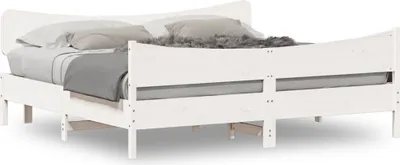 Image de vidaXL Lit en bois massif sans matelas Blanc 180x200 cm pin