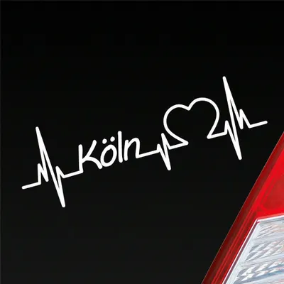 Produktbild von Auto Aufkleber Köln Herz Herzschlag 19x6 cm Weiss Glanz Sticker Heckscheibenaufkleber