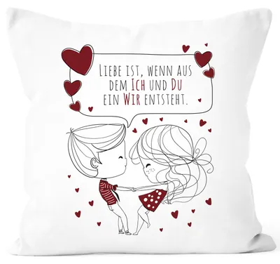 Produktbild von personalisierter Kissen-Bezug Liebespaar Pärchen Liebesgeschenke Geschenk für Freund/Freundin Mann/Frau SpecialMe® Liebe ist weiß unisize