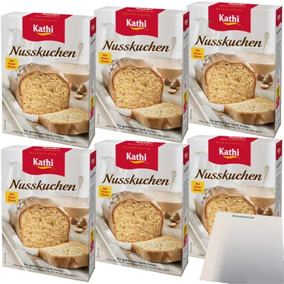 Produktbild von Kathi Backmischung für Nusskuchen mit Glasur 6er Pack (6x450g Packung) + usy Block