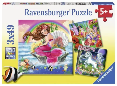 Produktbild von 3 x 49 Teile Ravensburger Kinder Puzzle Welt der Fabelwesen 09367