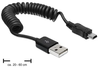 Image de Delock 83164 USB Kabel Delock A -> Mini-B St/St 0.20m-0.60m Spiral
