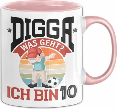 Produktbild von 10. Geburtstag Geschenk Tasse Becher Jungs Sohn Geburtstagsgeschenk Digga Was geht Ich Bin 10 (Rosa)