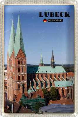 Produktbild von Blechschild Städte Lübeck Deutschland Marienkirche 20x30cm