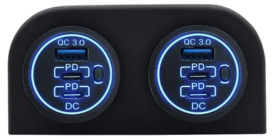 Produktbild von ProRide 12V USB/USB-C 6-Port QC3.0 Ladegerät mit Schalter, Blau