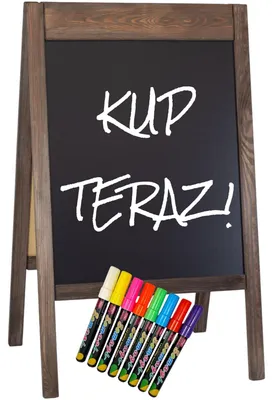 Zdjęcie produktu dla Tablica reklamowa dwustronna - 100x60 cm, z wkładami do pisania kredą