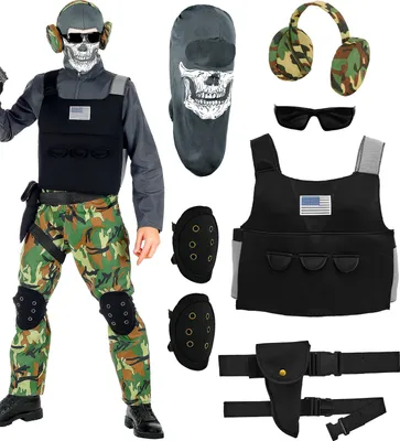 Produktbild von Widmann SKELETTSOLDAT Kinderkostüm Set mit umfangreichem Zubehör Größe 164