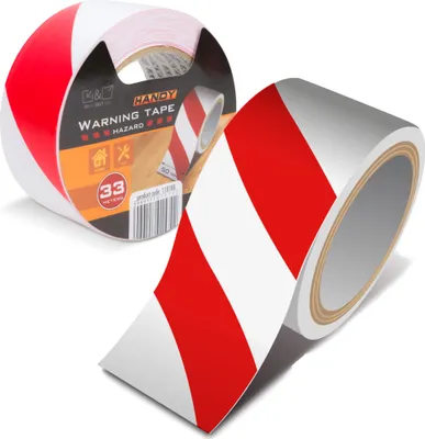 Produktbild von Handy - Warnband selbstklebend - 33 Meter x 5 CM - Rot/Weißes Anti-Rutsch-Band für Treppe, Boden, Schwelle - Wasserfest - Für Innen und Außen