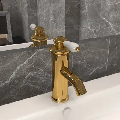 Image de vidaXL Robinet de lavabo Golden 130x180 mm