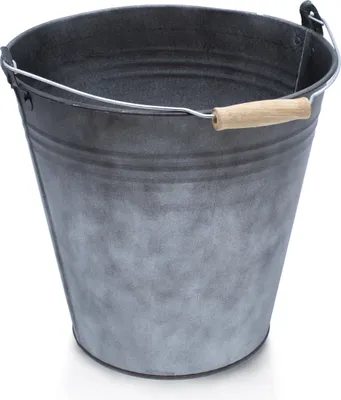 Image de Seau en zinc décoratif avec poignée en bois anthracite - 10 L - Seau en métal pour planter ou transporter - Seau à cendres Seau à plantes Seau à fleurs Seau à glace Seau à champagne