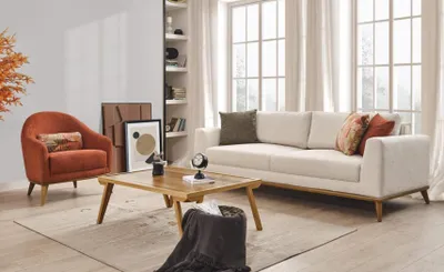 Produktbild von Stilvoll Wohnzimmer set Wohnzimmer set 3tlg. Modern Beige Couch 3+3+1