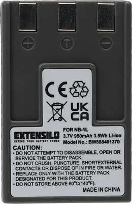 Produktbild von EXTENSILO Akku Ersatz für Canon NB-1L, NB-1LH für Kamera (950 mAh, 3,7 V, Li-Ion)