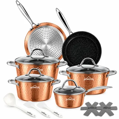 Produktbild von Topfset, HOMELUX Topfset Induktion 15-teilig, Töpfe mit Glasdeckel, Kochtopf-Set chopper, KI-generiertes Bild
