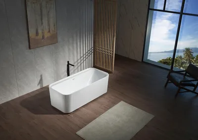 Produktbild von Weiße Standbadewanne Robuste Badezimmer Acryl Freistehende Badewanne