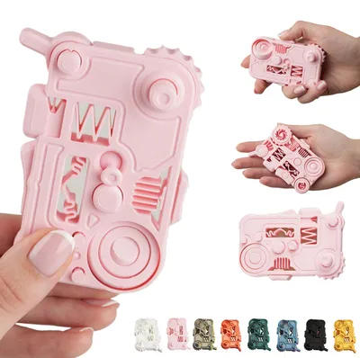 Zdjęcie produktu dla Zabawka sensoryczna fidget 12 w 1, kieszonkowa płytka, 12 mechanizmów, druk 3D – Różowy sakura