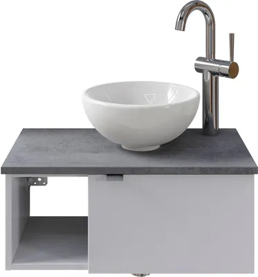 Produktbild von Pelipal Serie 6915 SET-044-039 Waschtisch mit Unterschrank bestehend aus: Keramik-Aufsatzbecken, Waschtischplatte, Waschtischunterschrank