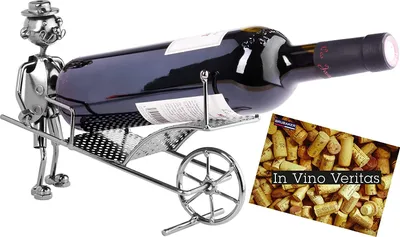 Immagine prodotto di BRUBAKER portabottiglie vino carriola portabottiglie oggetto decorativo in metallo con biglietto d'auguri per regalo vino