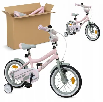 Produktbild von Kinderfahrrad Mädchen 14 Zoll Rosa - Leichter Rahmen & Stützräder für sicheres Fahrenlernen