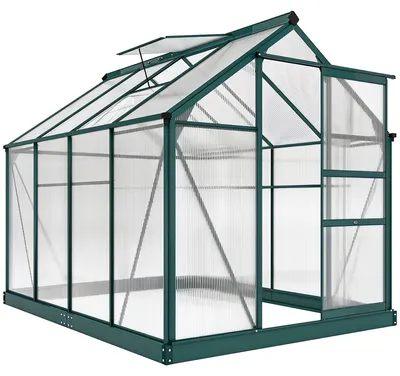 Productafbeelding van Kas met dakraam, schuifdeur, transparant, polycarbonaat + aluminium, 190 x 252 x 201 cm