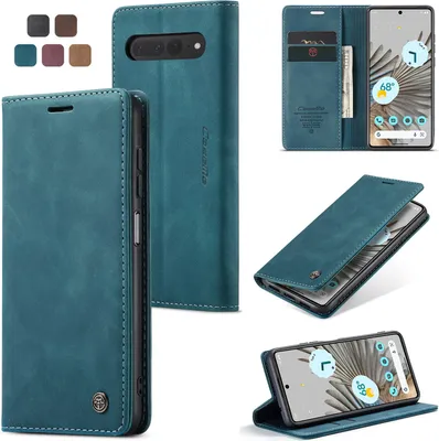 Produktbild von Caseme Handyhülle Leder Hülle Klapphülle Tasche Etui für Google Pixel 7 Pro Dunkles Zyanblau