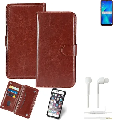 Produktbild von K-S-Trade 360° Hülle kompatibel mit Oppo A1k inkl. Headphones braun Kunstleder Case BookCase WalletCase Kunstlederederhülle Handyhülle,