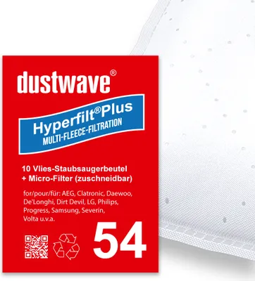 Produktbild von Sparpack - 10 Staubsaugerbeutel passend für Severin - BC 7055 S'Power Snowwhite XL Staubsauger / dustwave® Markenstaubbeutel / Germany + inkl. Microfilter