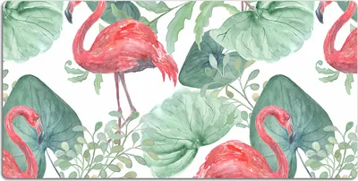 Produktbild von Schreibtischmatte Tischunterlage 100x50 cm Mauspad - Exotische Flamingos.