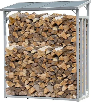Produktbild von Aluminium Kaminholzregal Außen 143 x 70 x 185 cm, Pro - 40 mm Aluprofil, Grau, Wetterfest, Kapazität 1,8 m? (2,6 SRM), XL Garten Kaminholzunterstand Stapelhilfe
