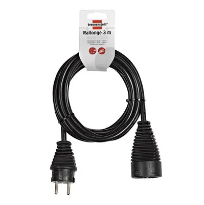 Obrázok produktu pre Brennenstuhl Plastový predlžovací kábel 3 m čierny H05VV-F 3G1,5 *FR*