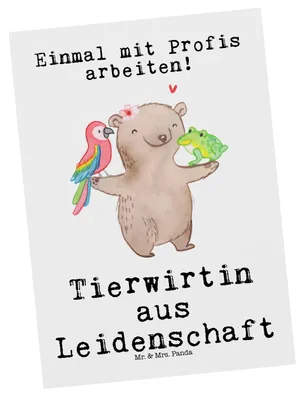 Produktbild von Mr. & Mrs. Panda Postkarte Tierwirtin Leidenschaft - Weiß - Geschenk, Postkarten, Grußkarte, Witzig, Ansichtskarte, Lustig, Bauernhof, Spruch, einzelkarte, Ansichtskarten