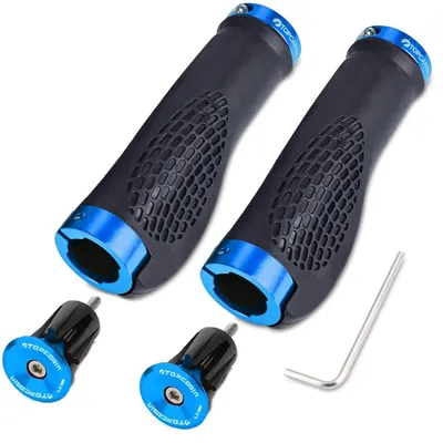 Productafbeelding van Fietsgrepen, 1 paar, ergonomisch, schroefgrepen, aluminium, stuurkopstukken, lichtblauw