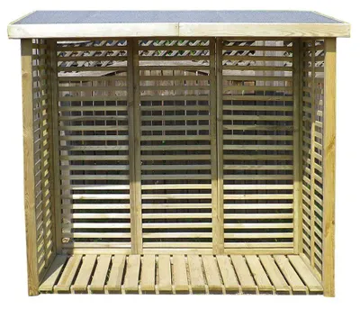 Produktbild von Kaminholzregal 2m³ mit Rückwand aus Holz KDI grün Brennholzlager Holzunterstand B208×T75×H200 cm : 2 m³