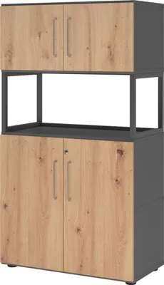 Produktbild von Kombischrank FlexWall 4OH 1offen graphit/asteiche 4032062308400