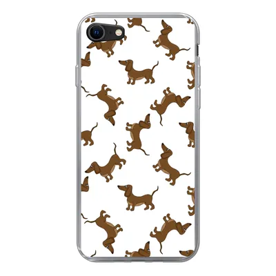 Produktbild von MuchoWow® Handyhülle Schutzhülle Hülle für iPhone SE 2022 Muster - Hund - Dackel - Jungen - Mädchen - Kinder - Kinder Silikon Softcase Handy Hülle - Schutzhülle